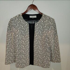 Tahari Arthur S. Levine Womens Black & White Geometric Pattern Blazer Size 14